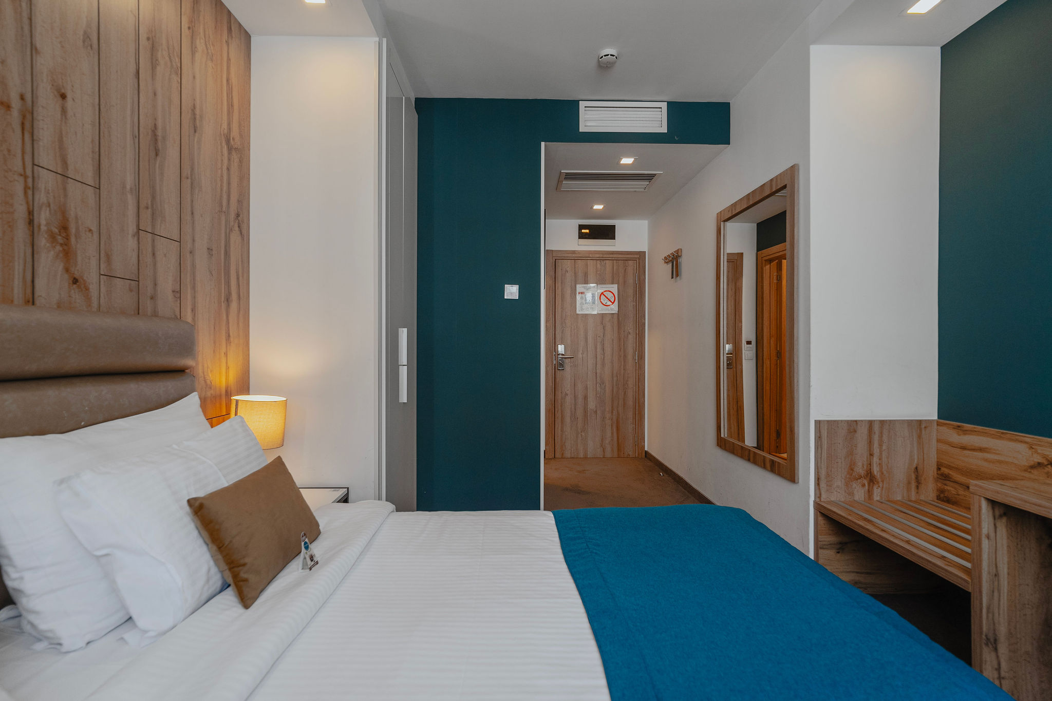 clean bedsheets on a double bed in a hotel room in belgrade
