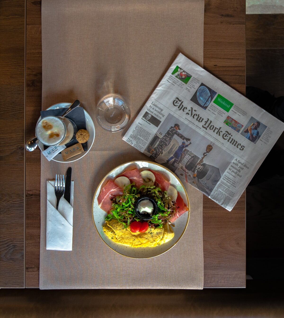 breakfast served on a table